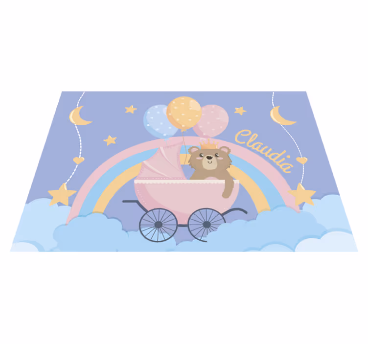Customizable Nursery Pram Motif bedroom vinyl rug - TenStickers