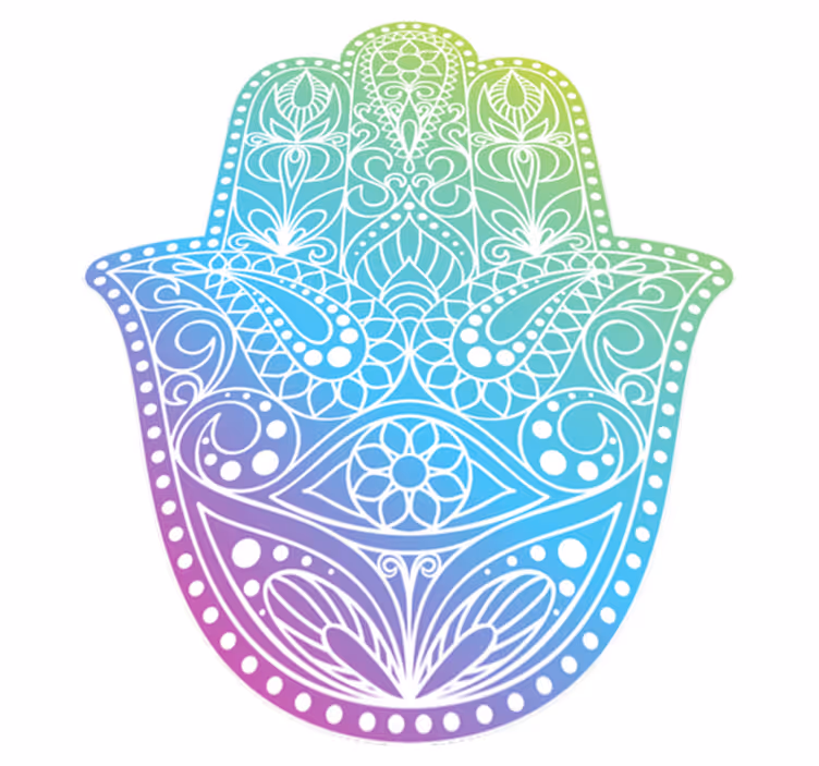 Colourful Hand Symbol mandala vinyl rug - TenStickers