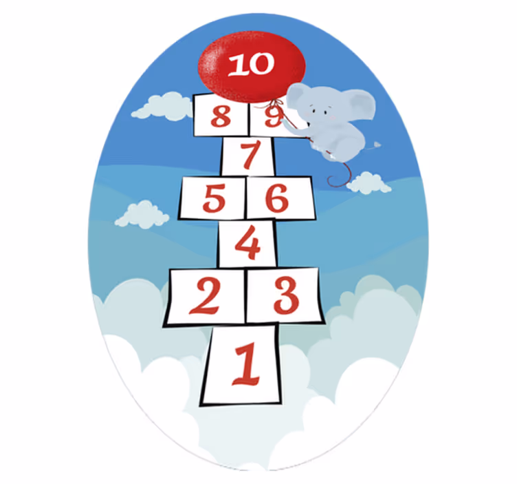 Hopscotch Balloon Elephant kids vinyl rug - TenStickers