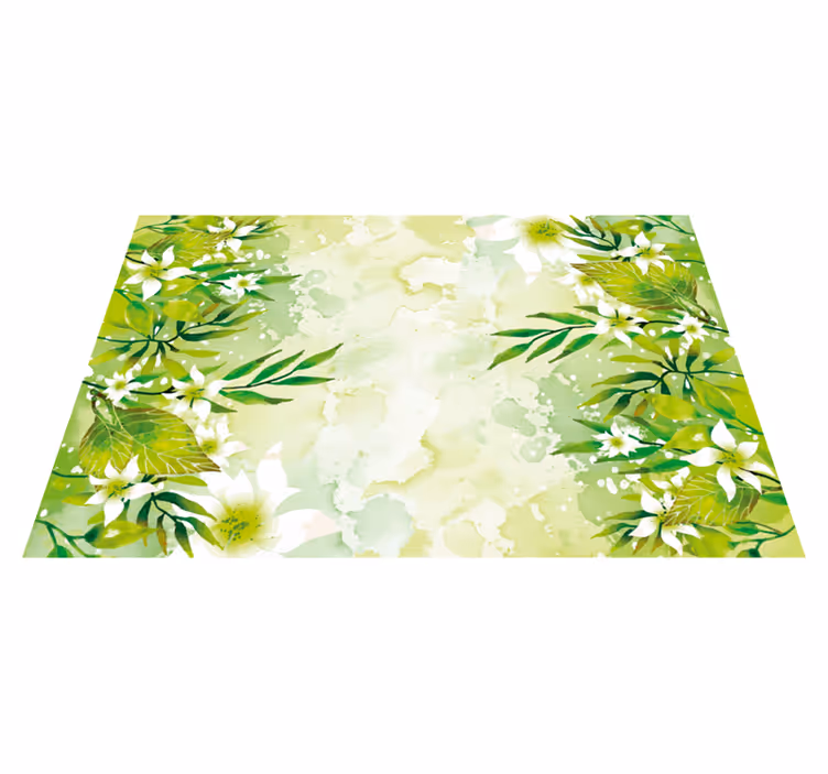 Botanical Greenery floral vinyl rug - TenStickers