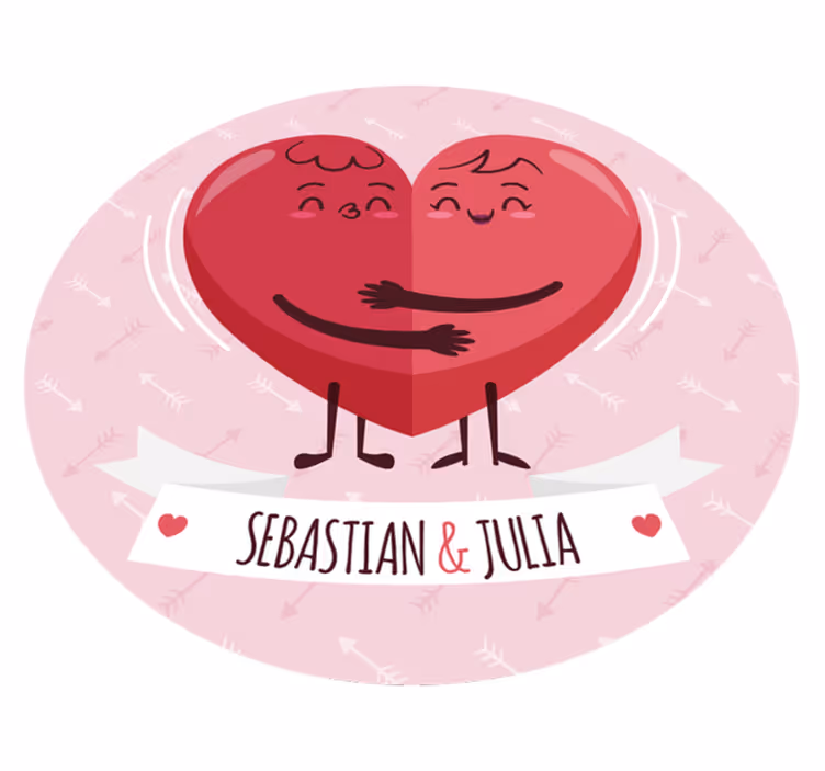 Personalized Heart Illustration custom vinyl rug - TenStickers