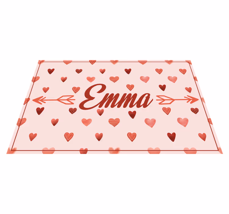 Personalized Heart Theme custom vinyl rug - TenStickers