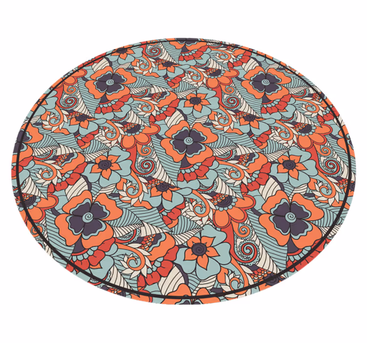 round floral paisley vinyl rug for dining room - TenStickers