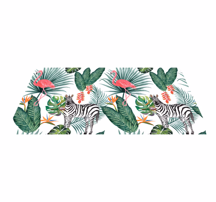 Flamingo & Zebra animal vinyl rug - TenStickers