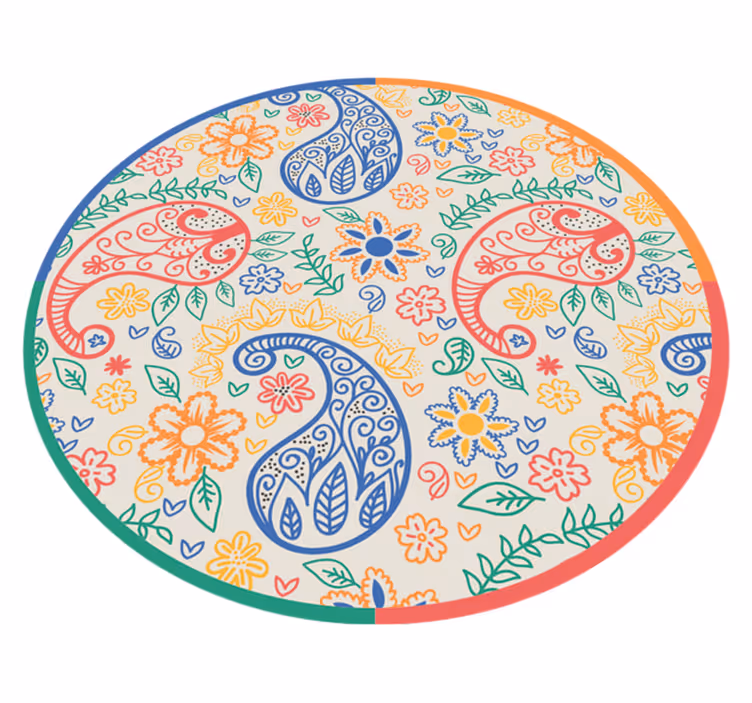 Botanical Paisley Elements floral vinyl rug - TenStickers