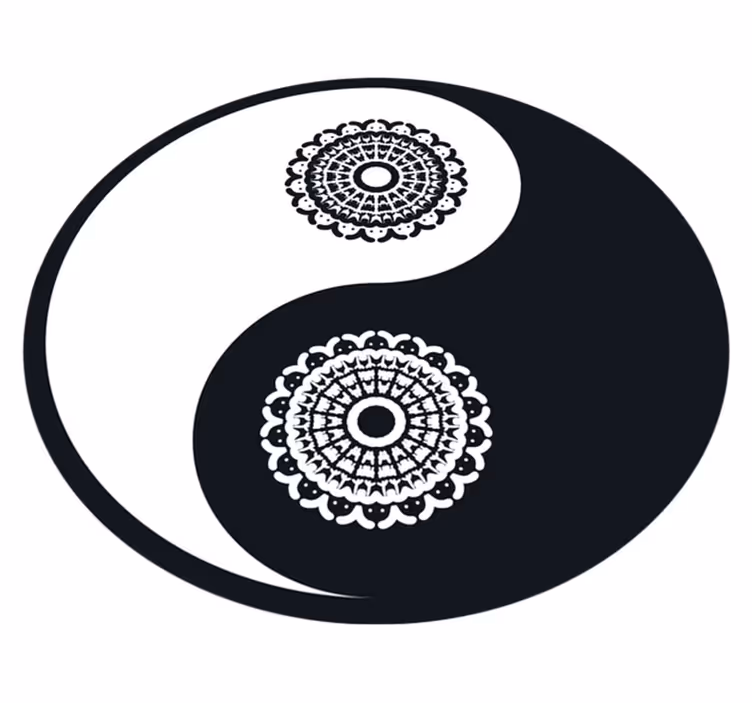 Yin Yang Circle mandala vinyl rug - TenStickers