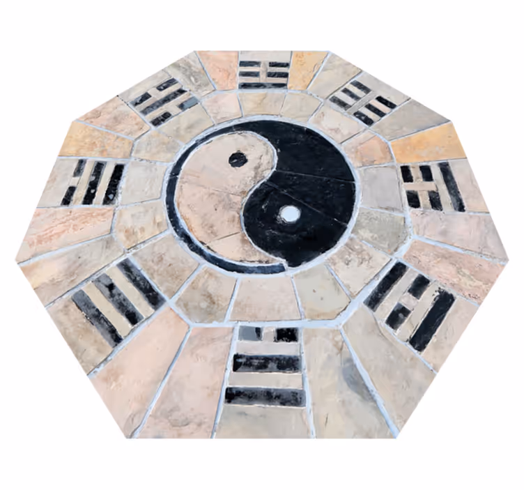Yin Yang Tile Arrangement mosaic vinyl rug - TenStickers