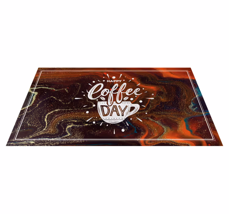 Happy Coffee Day custom vinyl rug - TenStickers
