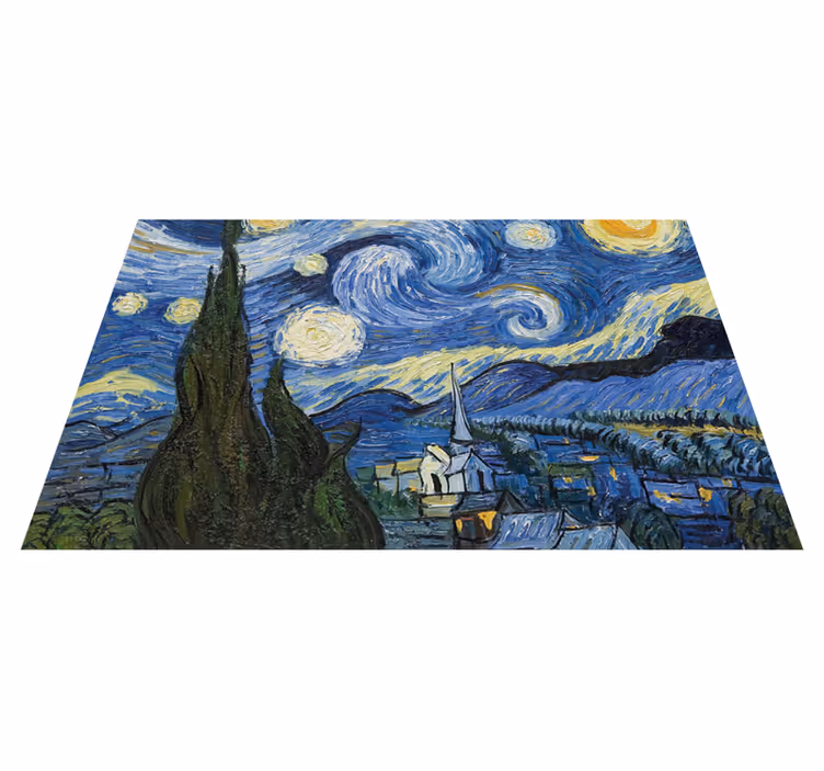 Van Gogh Starry Night vinyl rug for dining room - TenStickers
