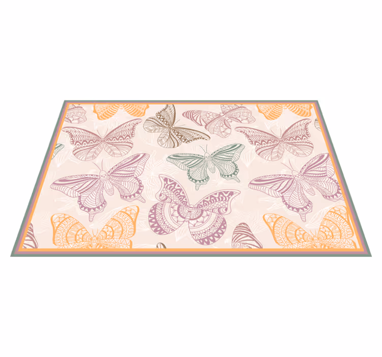 Butterfly Kaleidoscope mandala vinyl rug - TenStickers