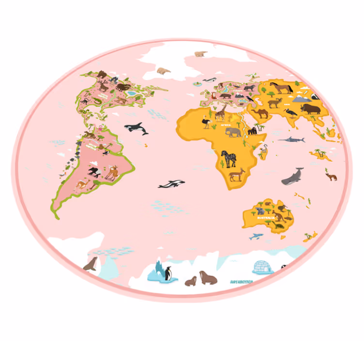 Educational Cartography world map vinyl rug - TenStickers