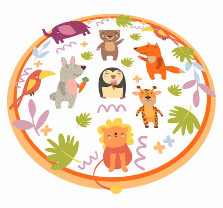 Circular Jungle Safari kids vinyl rug - TenStickers