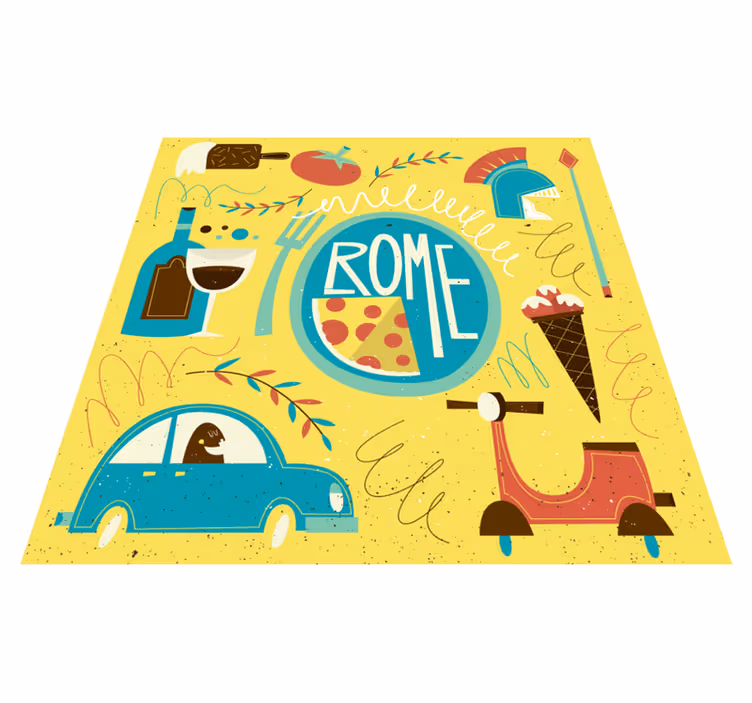 Funny rome world map vinyl rug - TenStickers