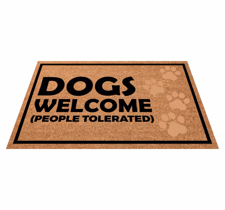 Dogs Welcome Sign custom vinyl rug - TenStickers