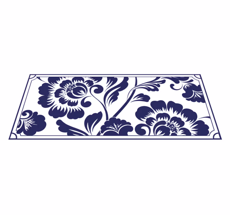 Floral vinyl rug in navy floral pattern - TenStickers