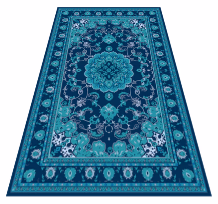 Mandala vinyl rug teal mandala elegance - TenStickers