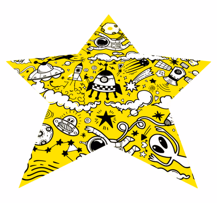 Alien Doodle Star kids vinyl rug - TenStickers