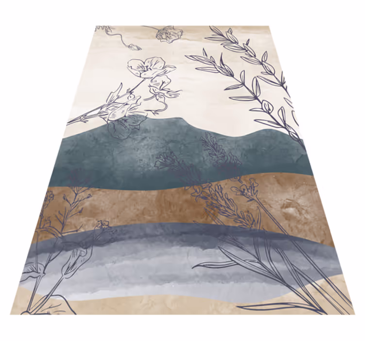 Botanical Silhouette floral vinyl rug - TenStickers