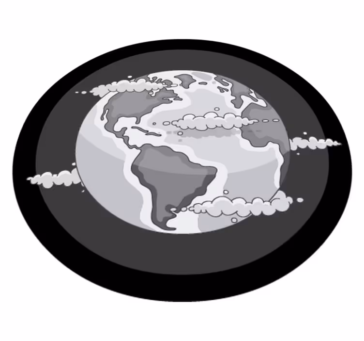 Monochrome Globe world map vinyl rug - TenStickers