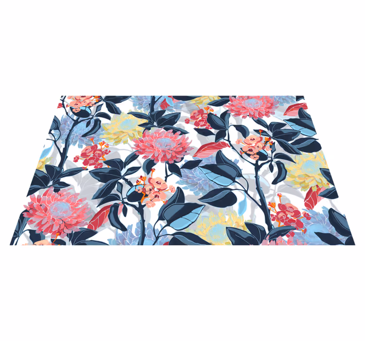 Floral Composition Detail floral vinyl rug - TenStickers
