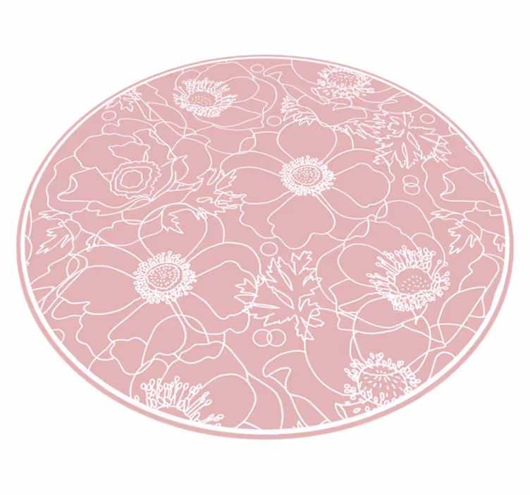 Floral Outline Emblem floral vinyl rug - TenStickers