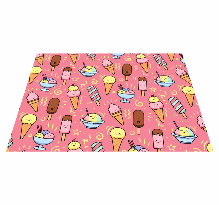 Playful Dessert Pattern kids vinyl rug - TenStickers
