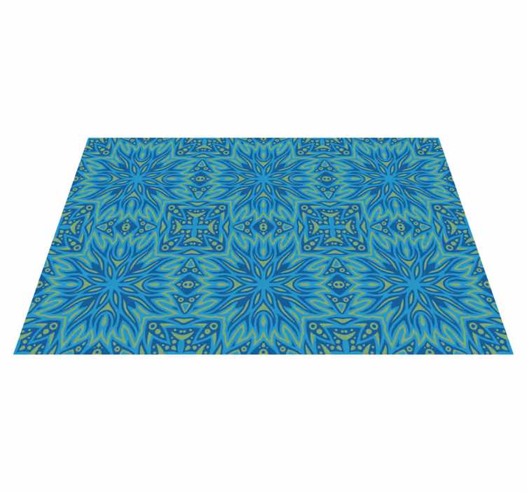 Blue inspired symmetry blue vinyl rug - TenStickers