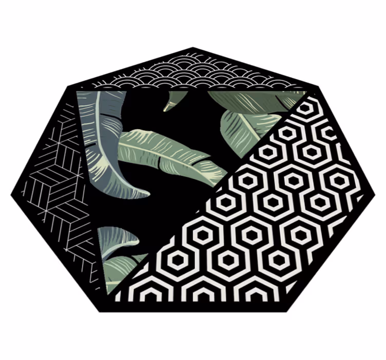 Botanical Hexagon floral vinyl rug - TenStickers