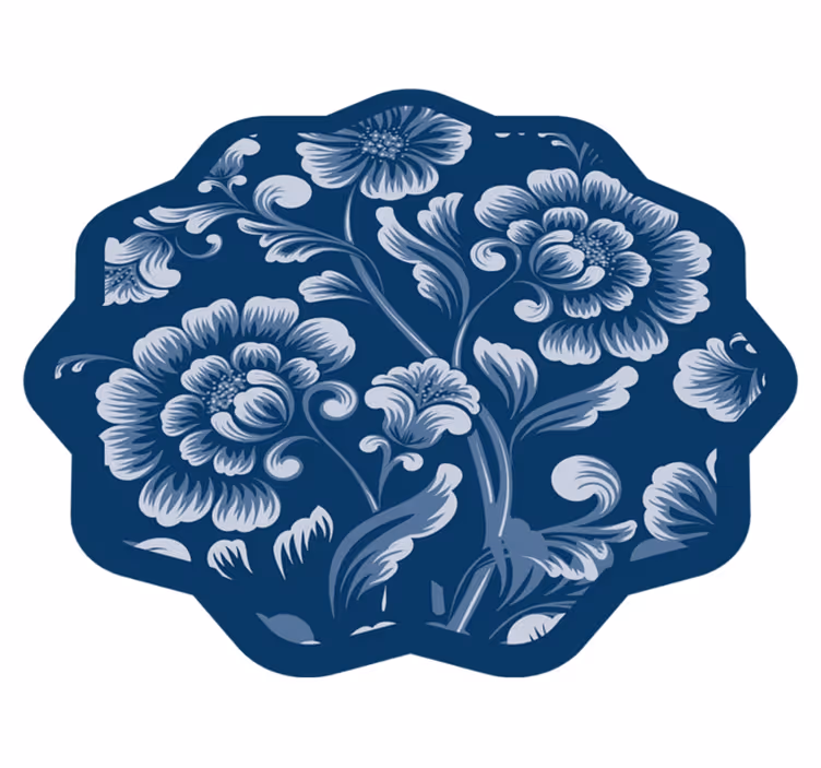 Floral vinyl rug floral pattern accent - TenStickers
