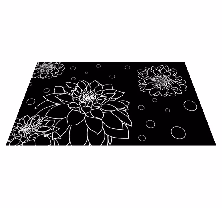 Floral Outline Contrast flower vinyl rug - TenStickers