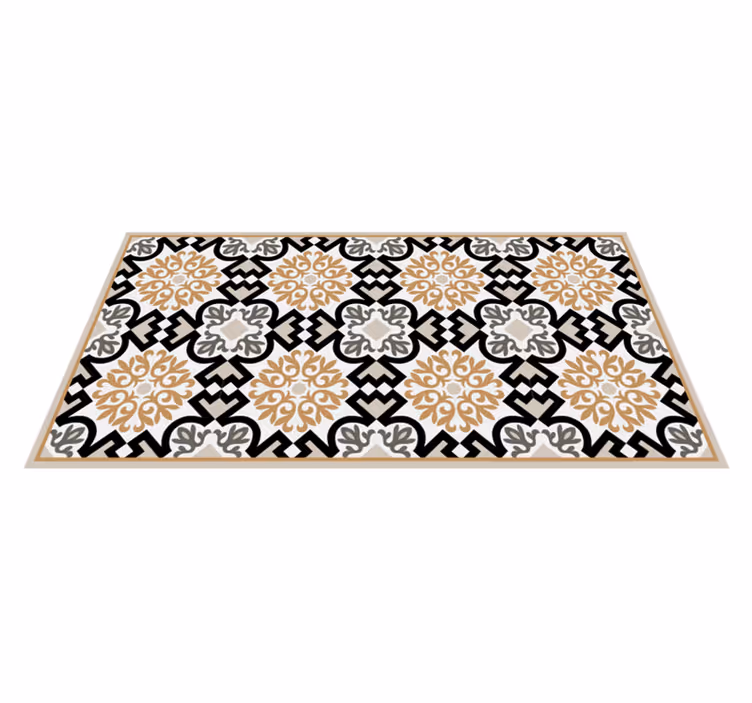 Snowflake black with border tile carpet - TenStickers