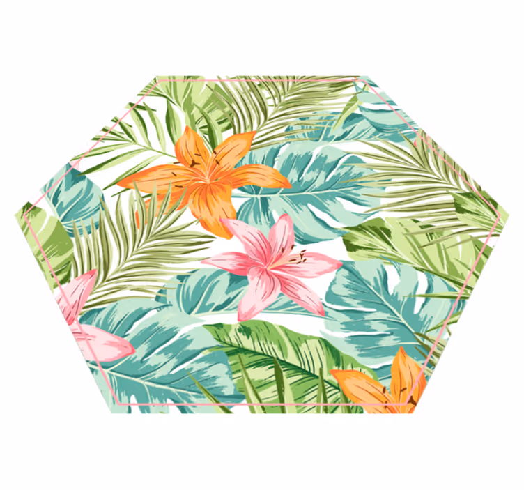 Tropical Flora floral vinyl rug - TenStickers
