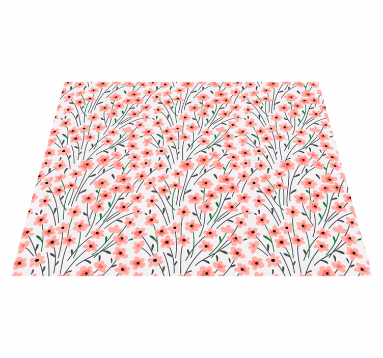 Pink Flower field floral vinyl rug - TenStickers