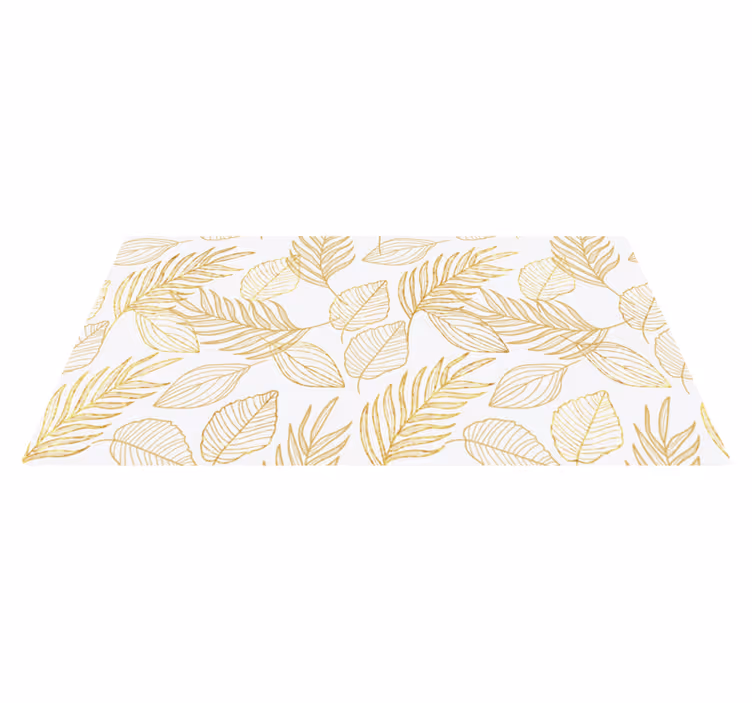White and Golden Leaf vinyl rug - TenStickers