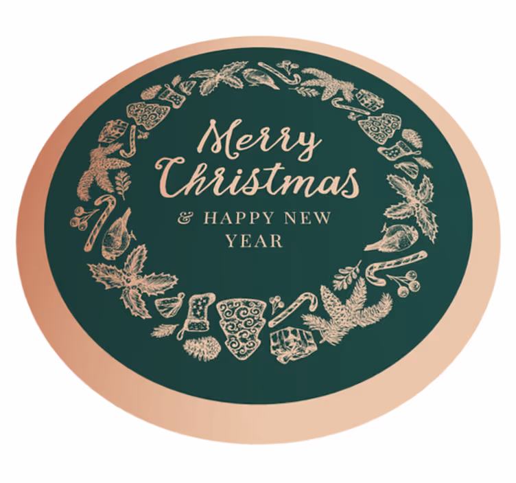 Festive Greetings Circle Christmas vinyl rug - TenStickers