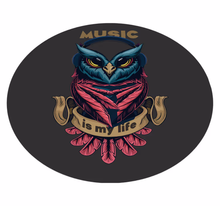 Owl Music Emblem teenage bedroom vinyl rug - TenStickers