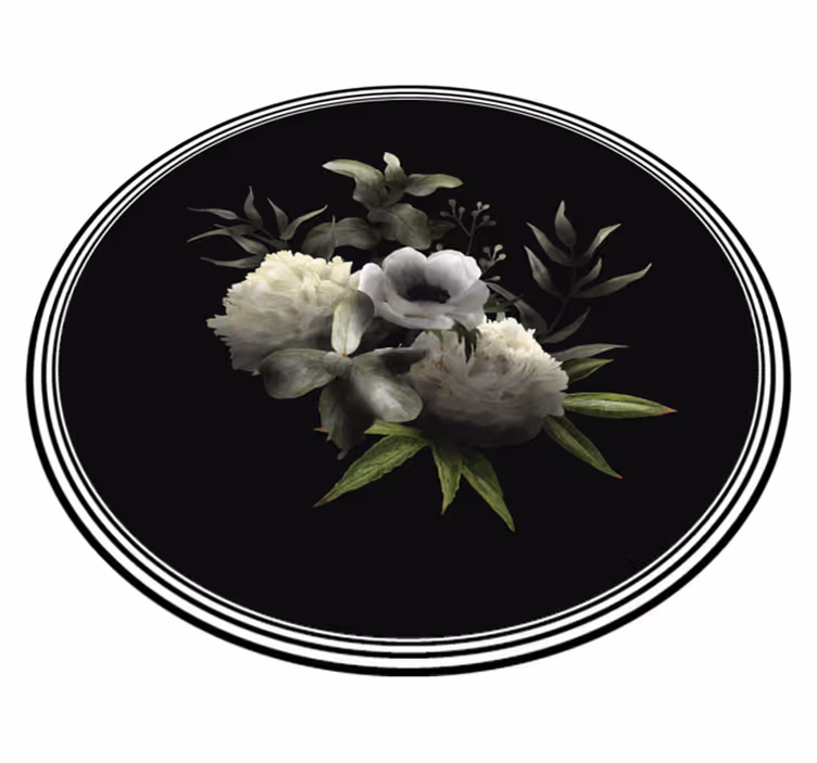 Botanical Monochrome Grace floral vinyl rug - TenStickers