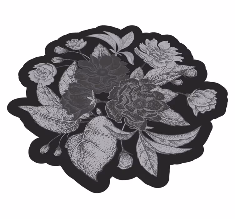 Floral Outline Showcase floral vinyl rug - TenStickers