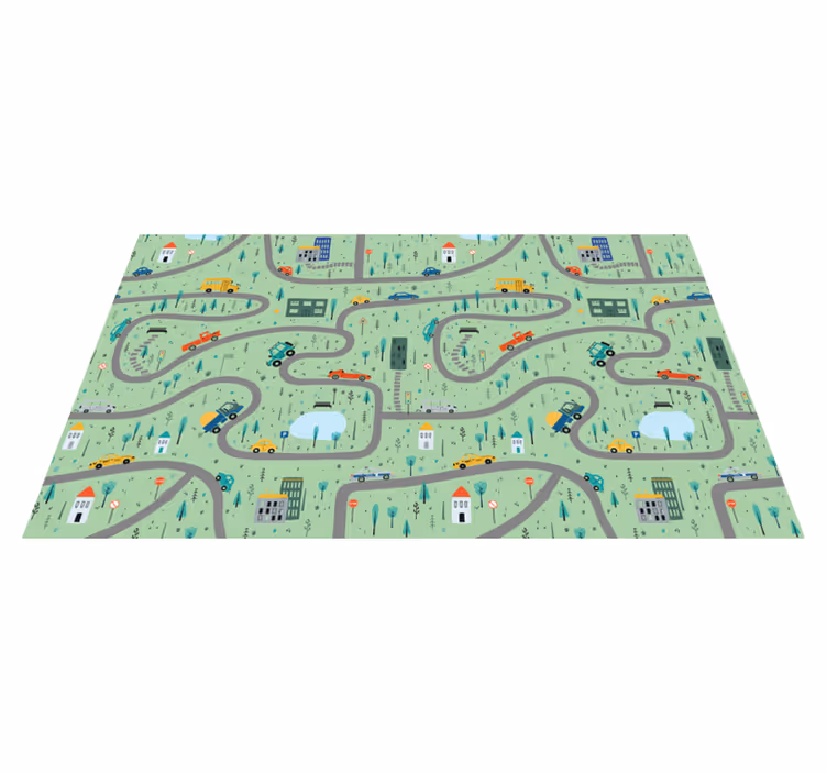 City for kids with road rug - TenStickers