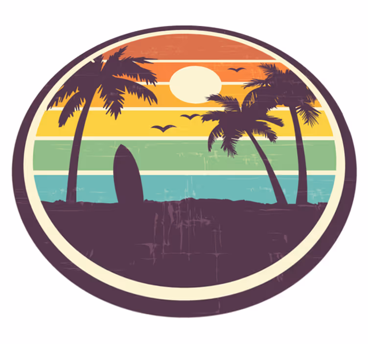 Tropical Sunset Scene nature vinyl rug - TenStickers