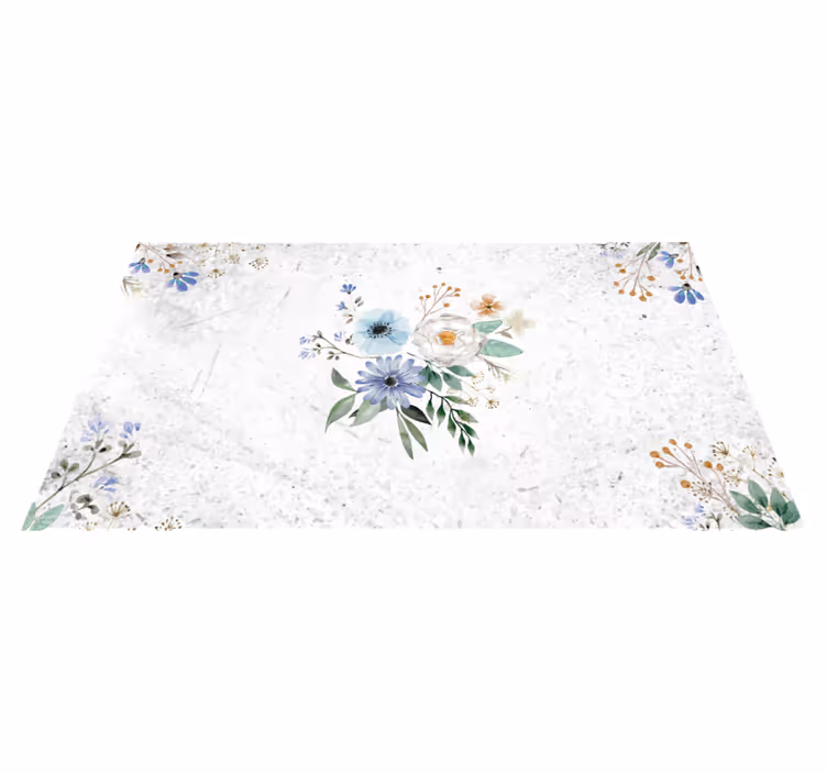 Botanical Marble Sophistication floral vinyl rug - TenStickers