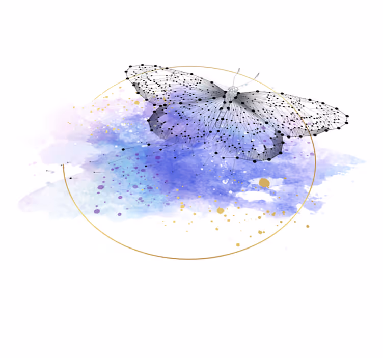 Butterfly Watercolor floral vinyl rug - TenStickers