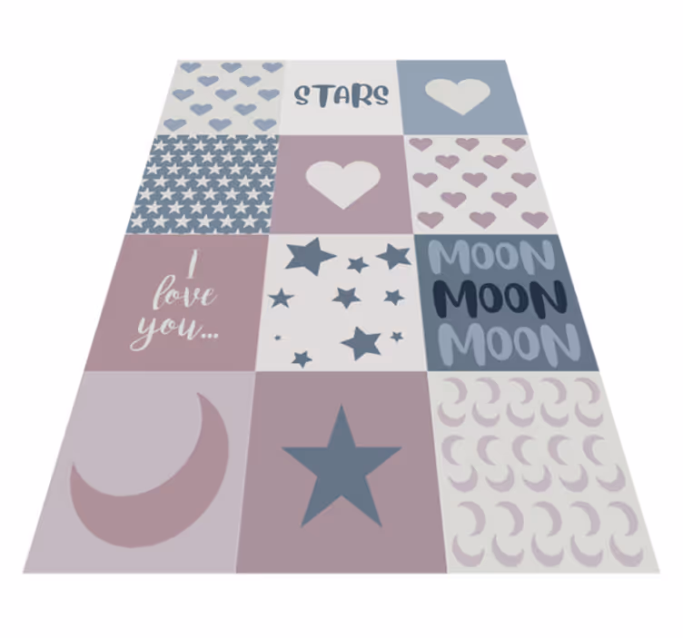 Love You Moon kids vinyl rug - TenStickers
