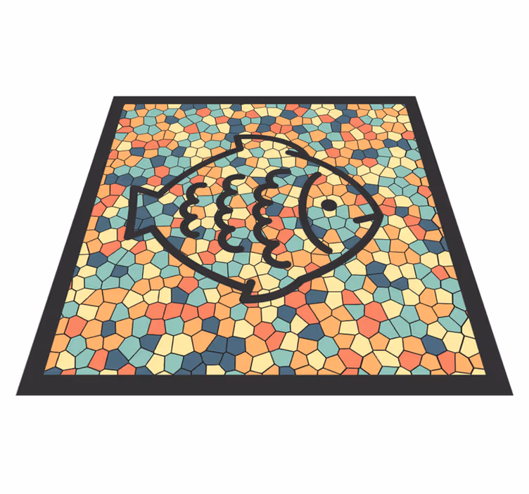 Mosaic fish pattern mosaic vinyl rug - TenStickers