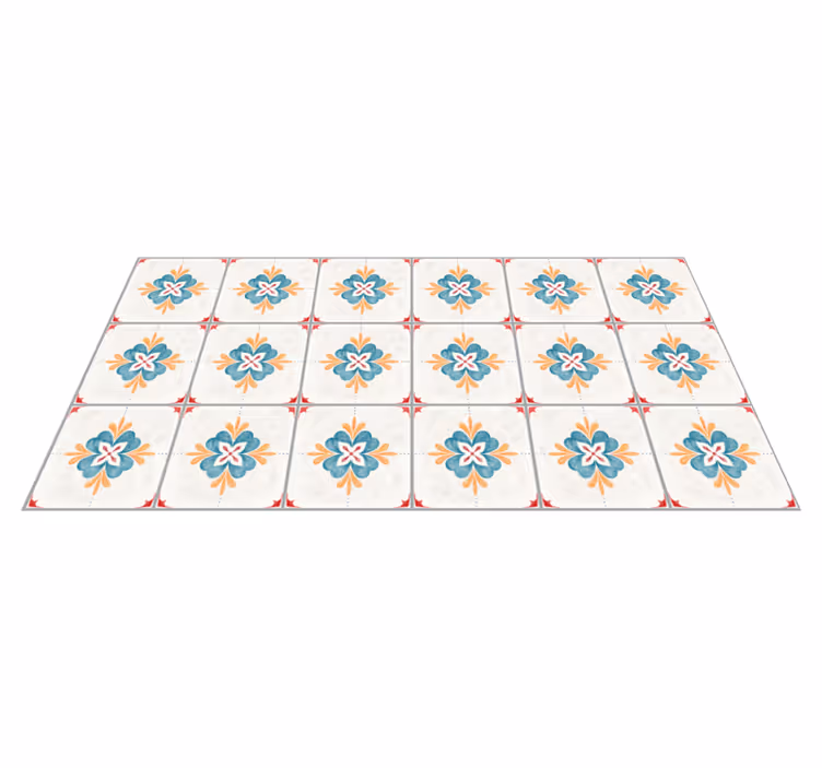 Floral Tile Concept tile vinyl rug - TenStickers
