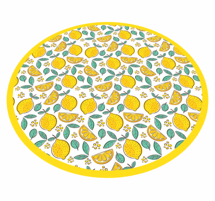 Illustrative lemon pattern kitchen floor tiles - TenStickers