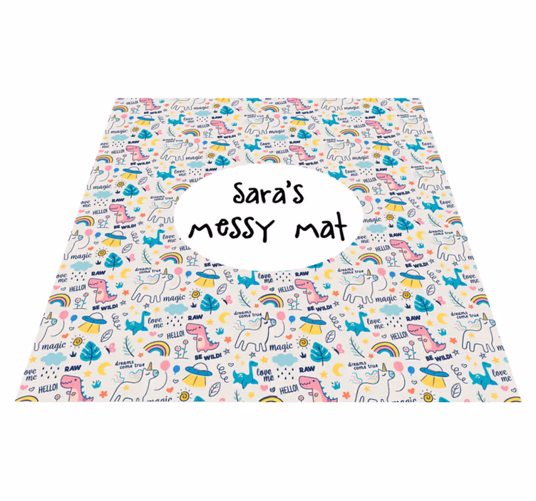 Unicorn personalised messy mat personalised mat - TenStickers