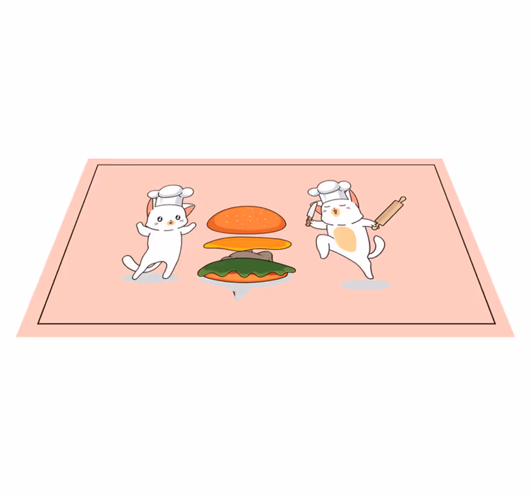 Cheerful Kitchen Companions kids vinyl rug - TenStickers
