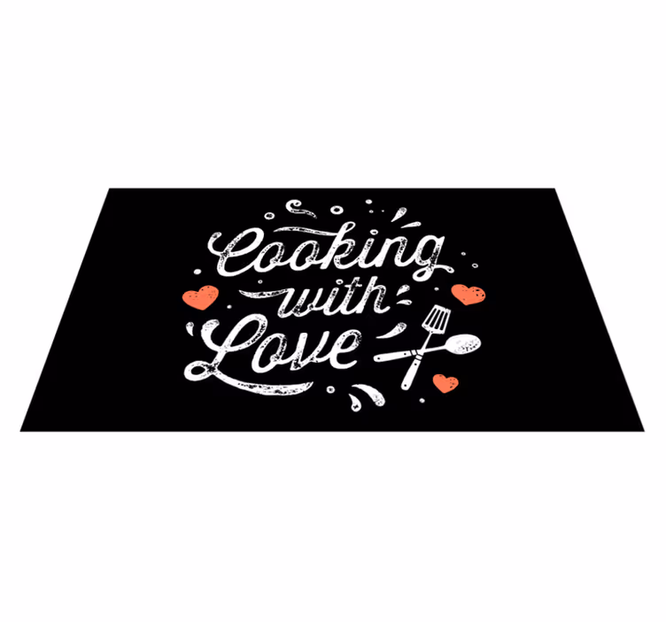Cooking Love Affair custom vinyl rug - TenStickers
