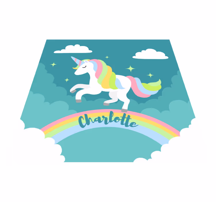 Unicorn with customisable name vinyl rug - TenStickers